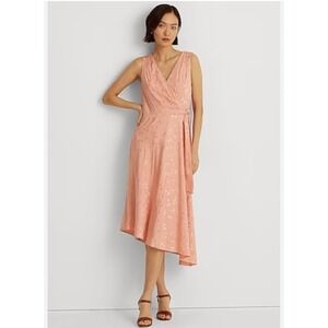 Lauren Ralph Lauren Floral Sleeveless Jacquard Dress In Rose 10 Wedding Classic
